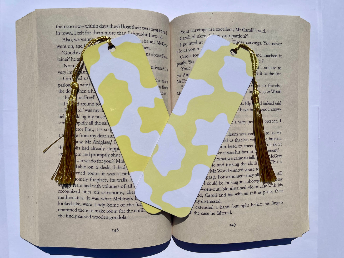 Cow Print Bookmark - Yellow