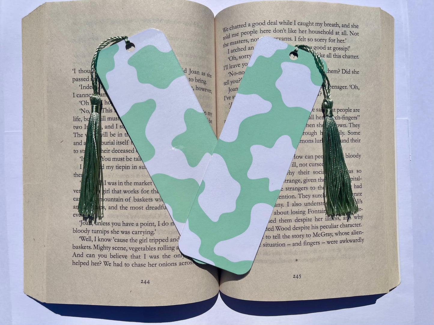 Cow Print Bookmark - Green