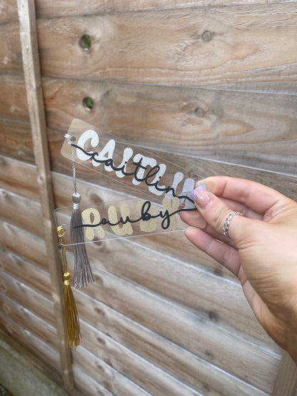 Name Acrylic Bookmark - Silver & Gold