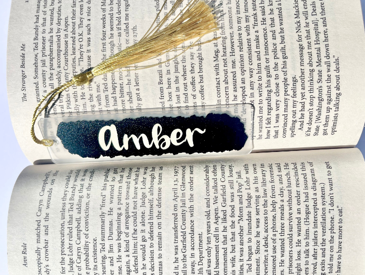 Name Acrylic Bookmark - Black & Gold