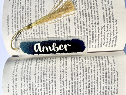 Name Acrylic Bookmark - Black & Gold