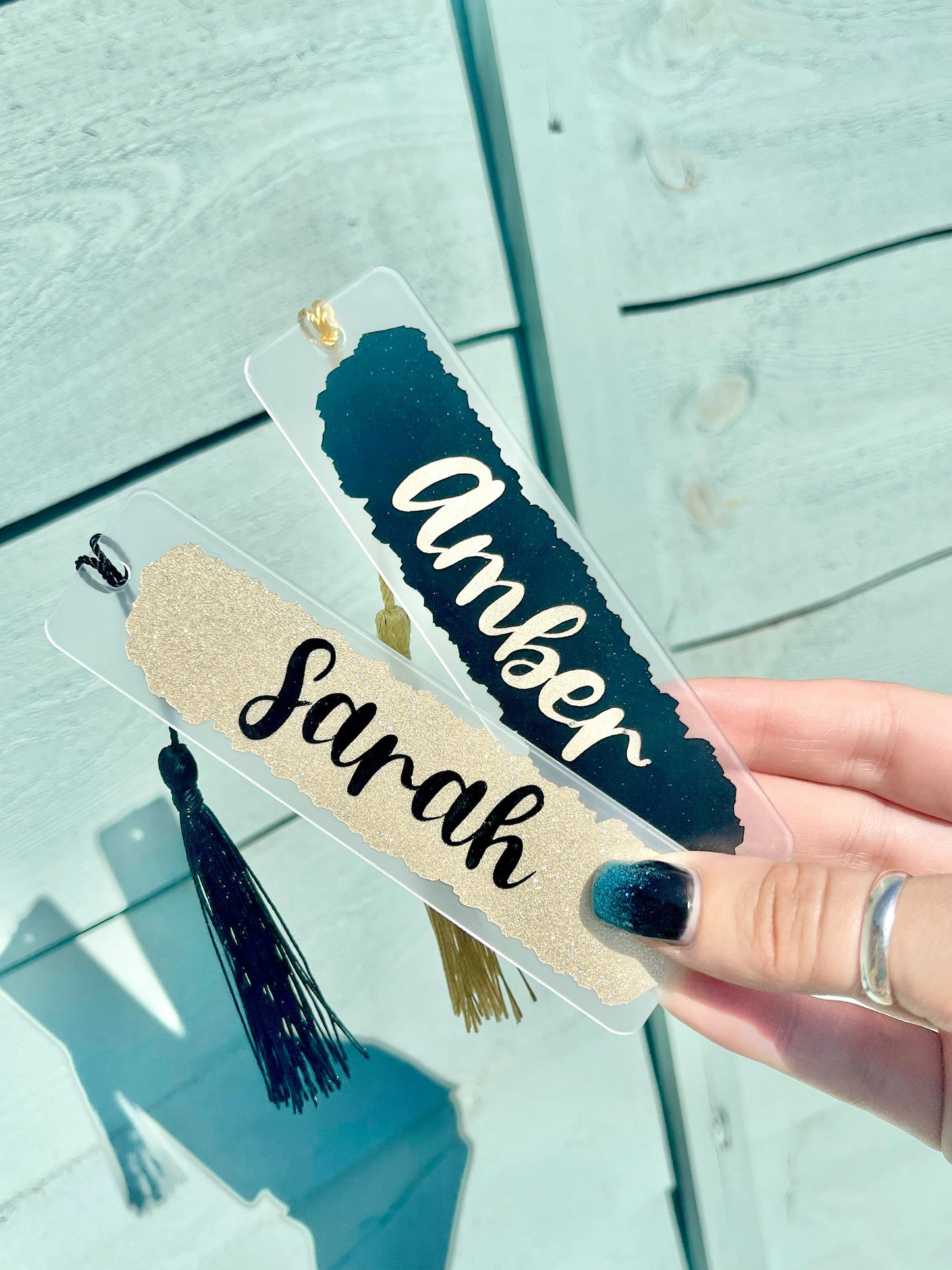 Name Acrylic Bookmark - Black & Gold