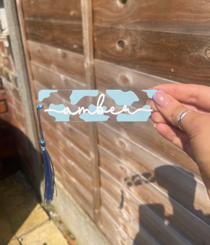 Cow Print Name Bookmark