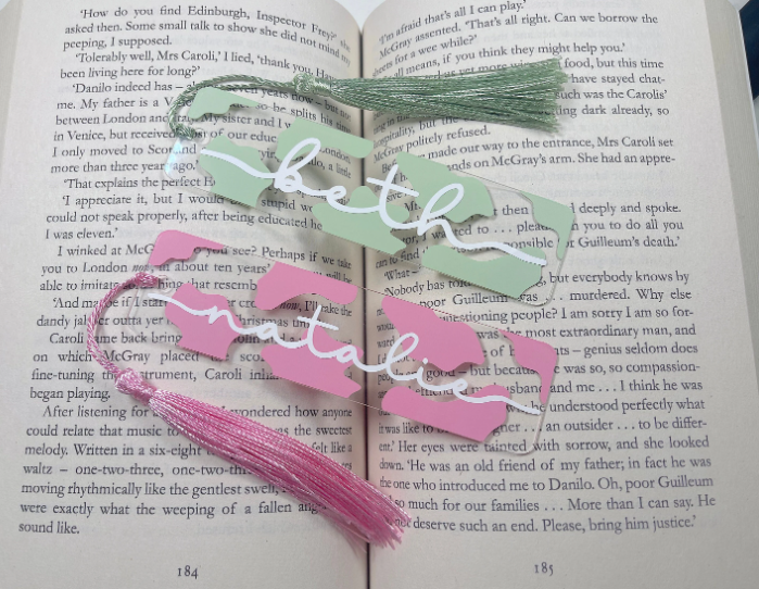Cow Print Name Bookmark