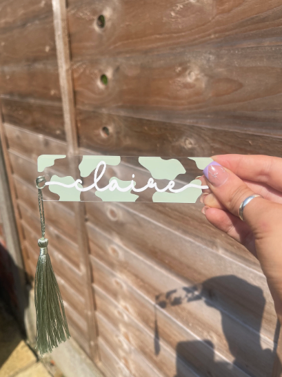Cow Print Name Bookmark