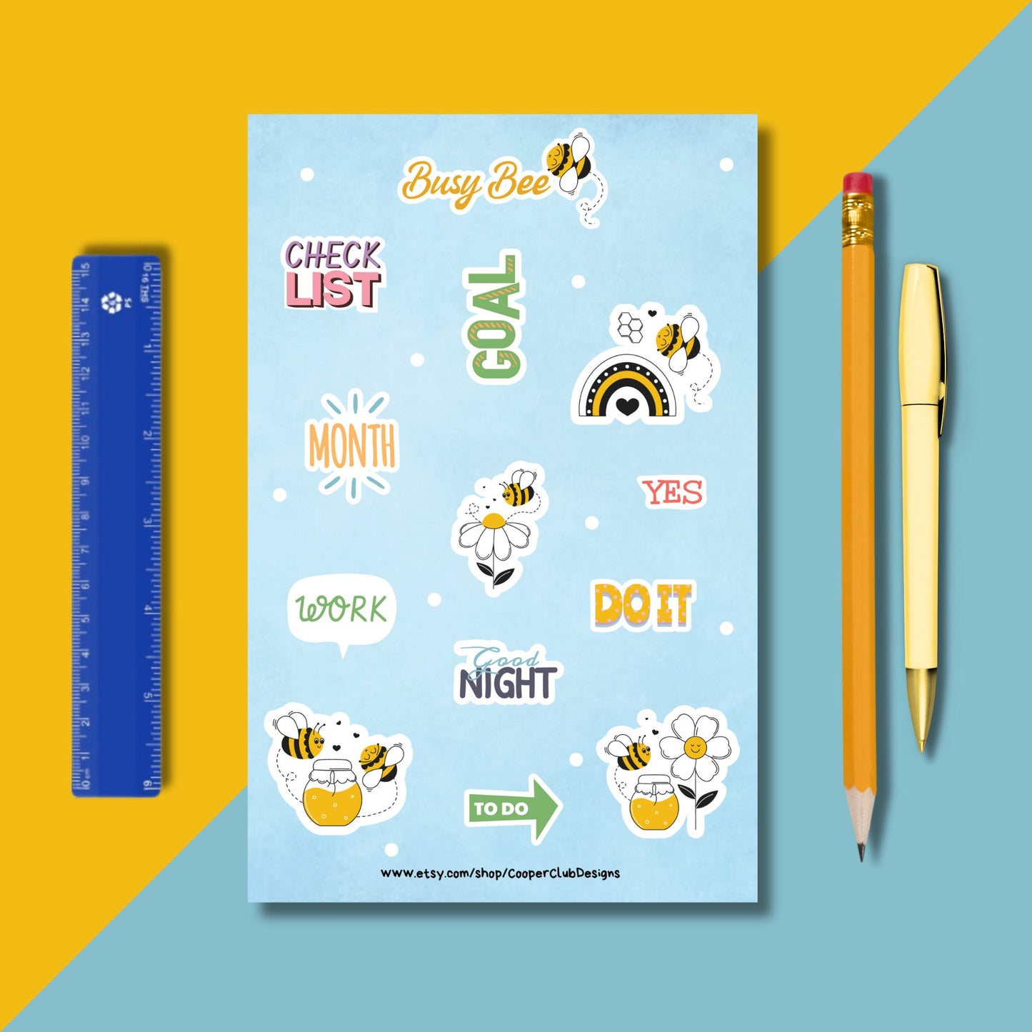 Busy Bees Sticker Sheet - A6