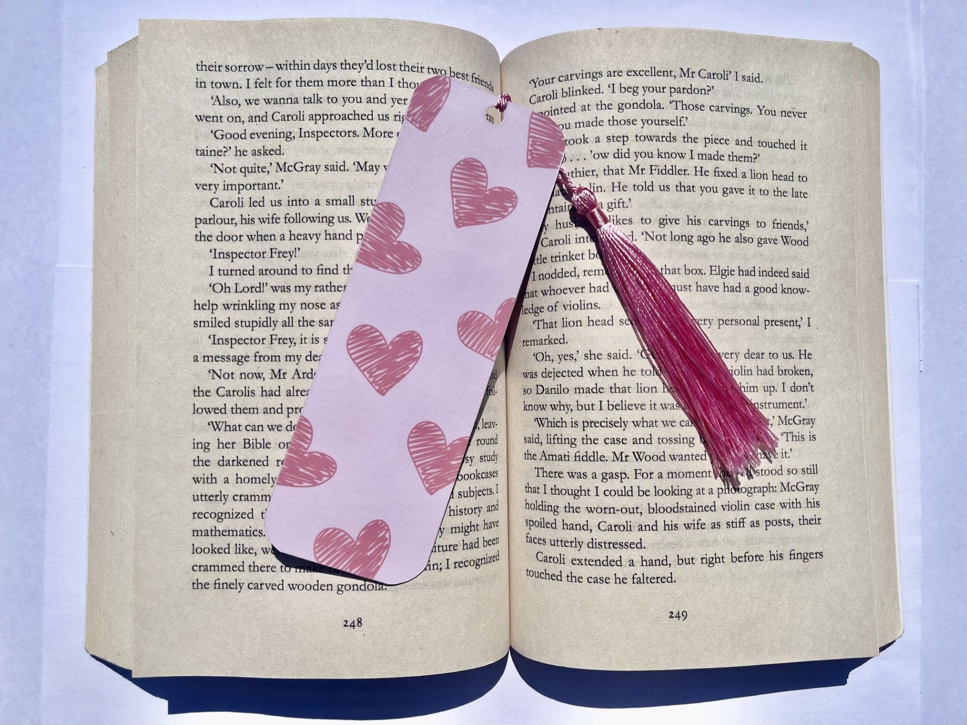 Love Bookmark - Valentine's Day Bookmarks - Handmade 300gsm Card, Cotton Tassel - Perfect for Book Lovers