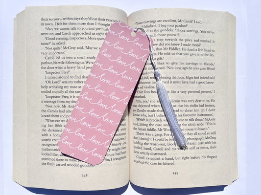 Love Bookmark - Valentine's Day Bookmarks - Handmade 300gsm Card, Cotton Tassel - Perfect for Book Lovers