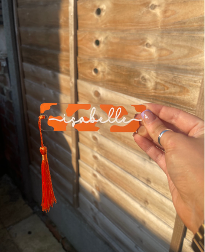Cow Print Name Bookmark